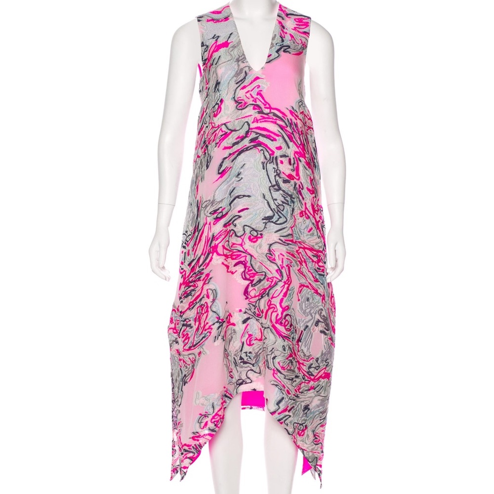 SIES MARJAN V-Neck Pink Lena Scribble Shift Dress Size 0 Artsy Modern Chic - Picture 12 of 12